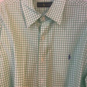 Polo by Ralph Lauren Green Dress Shirt with Checkered Pattern